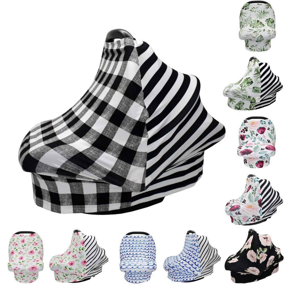 Baby Multi functional Breastfeeding Towel Color Contrasting Cart Cover 4-in-1 Color Mixing Anti Light Out Breastfeeding Towel