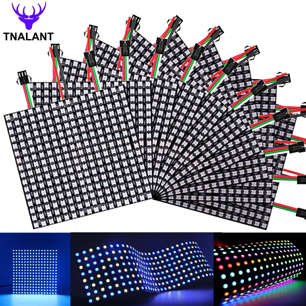1-5-sztuk-WS2812B-8x8-16x16-RGB-LED-cyfrowy-elastyczny-indywidualnie ...