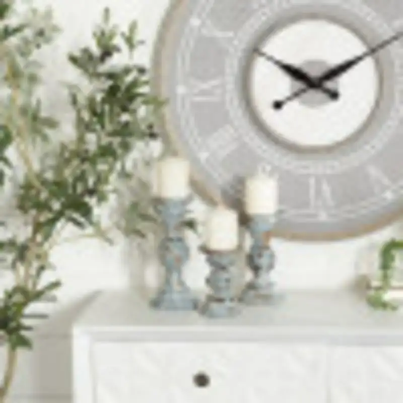 

Candle Light Blue Wood Candle Holder, Set of 3