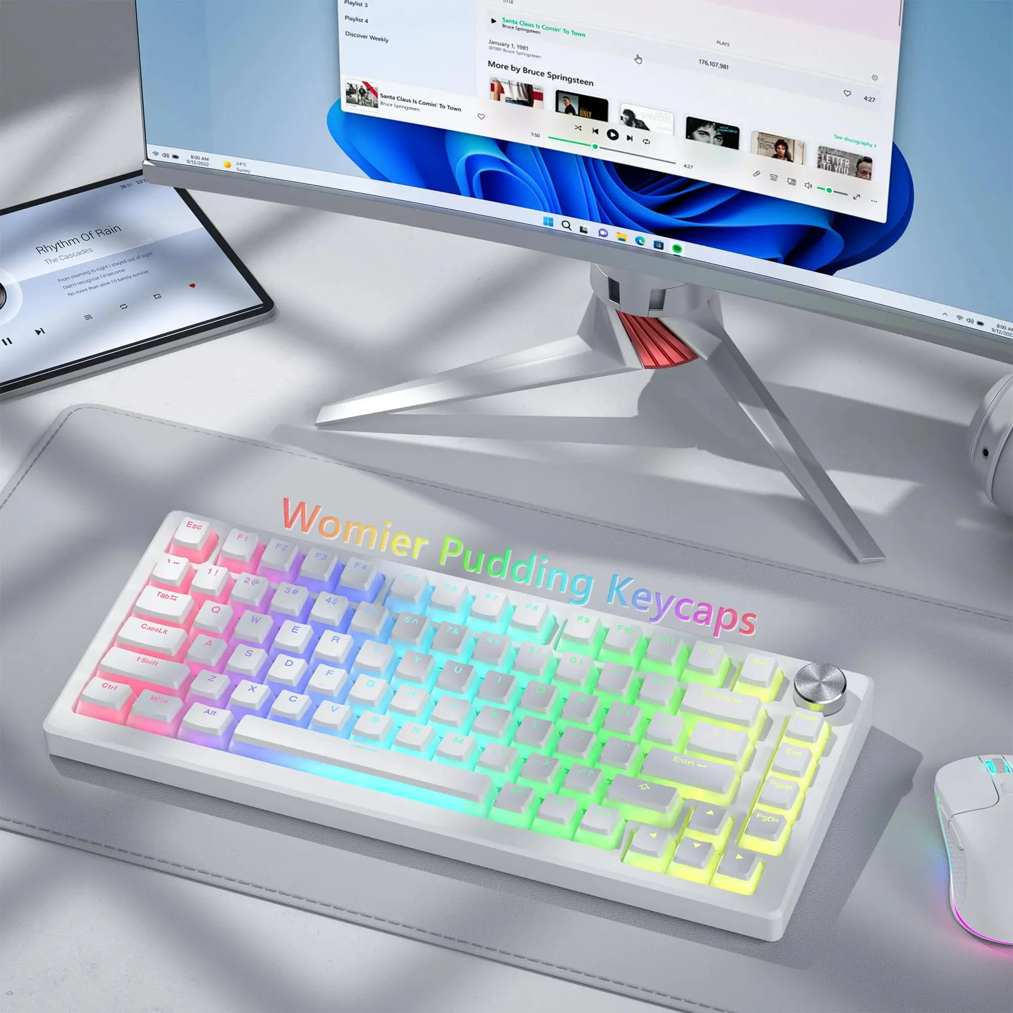 129 Key White Pudding PBT Double Shot Keycaps OEM Profile