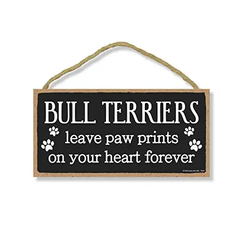 

Honey Dew Gifts Bull Terriers Leave Paw Prints, Wooden Pet Memorial Home Decor, Decorative Dog Bereavement Wall Sign,