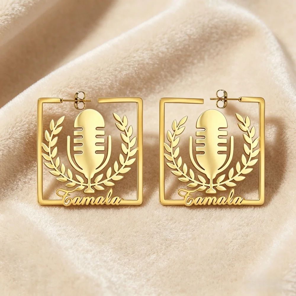 새로운 20-70mm 개인 맞춤형 대형 링 귀걸이, 스테인리스 스틸 맞춤 사진 로고..