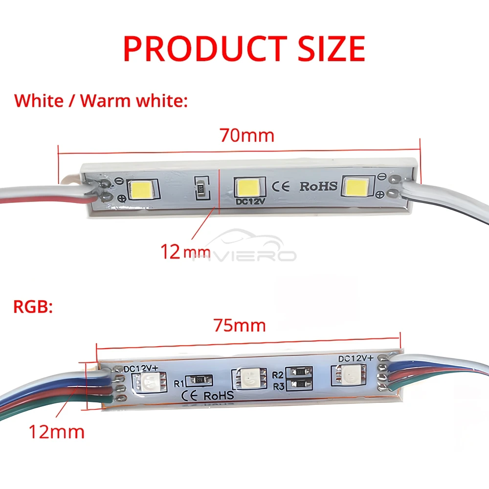 5050 3LED Patch Module Waterproof IP65 DC 12V White Warm Light RGB Super Backlight Module Lighting Advertising Box Sign led modules led module 20X