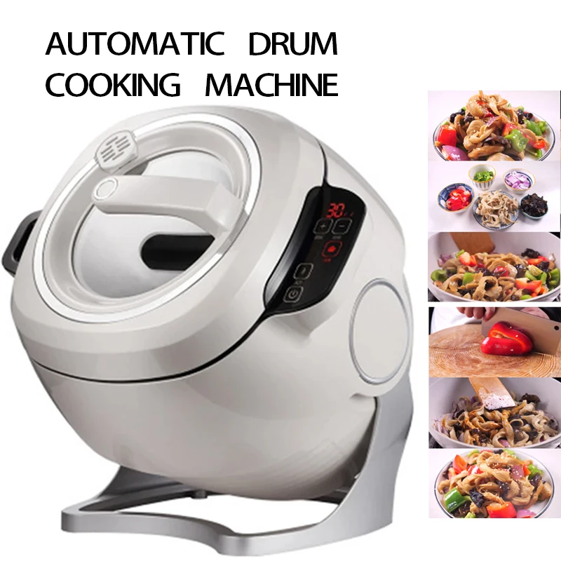 Automatic Drum Cooking Machine 2000W Multi-Function Intelligent Frying Pan 6L 220V Home-use Commercial