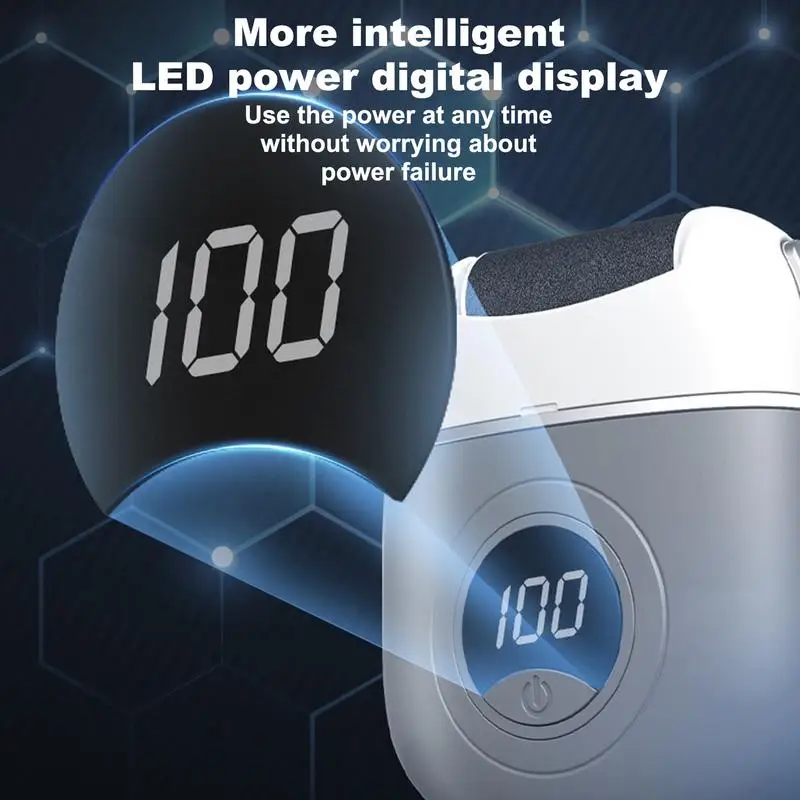 Electric Foot Rasp Digital Display Foot Files Callus Remover Foot Care Tool with Three Adjustment Grinding Head for Toes Heels 6