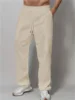 New Trend Simple Solid Color Men's Cotton Casual Drawstring Straight Leg Pants，A Gift For Men 5