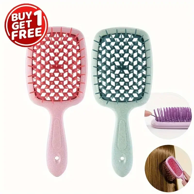 

2pcs/set Wide Teeth Anti Static Detangling Hair Comb For Wet Or Dry Hair Scalp Massage For Gentle Styling And Volume Slon