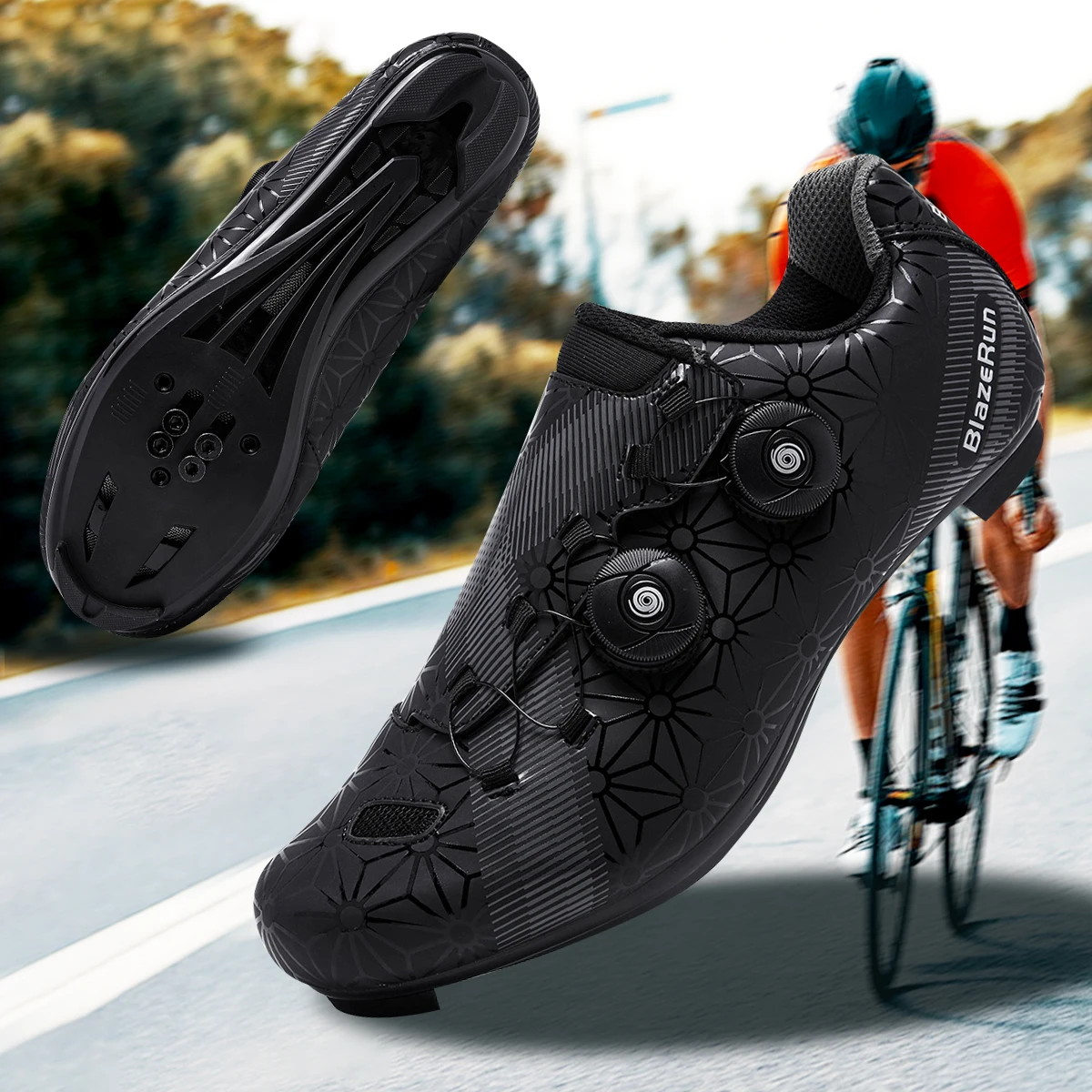 Men Road Cycling Shoes Cleat Spd Cycling Flat Pedal Walking Bike 