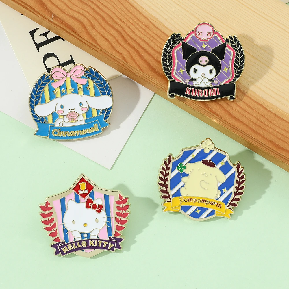 Sanrio College Badge Hello Kitty Brooch for Backpack Pins Accessories  Kawaii Kuromi Cinnamoroll Enamel Pins for Friend Gifts