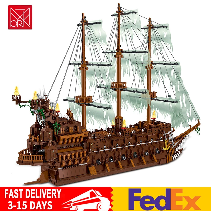 Rechazo Puerto Llevar Compatible With Lego Ideas Moc Brick Pirate Ship The Flying Dutchman Large  Sailing Caribbean Building Blocks Toys Boys Gifts - Stacking Blocks -  AliExpress