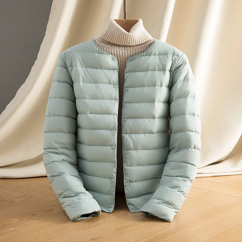 

Lightweight down Jacket Women's Short 2023 New 90 White Duck down Liner Outer Wear Inner Wear round Neck Warm plus Size Coat