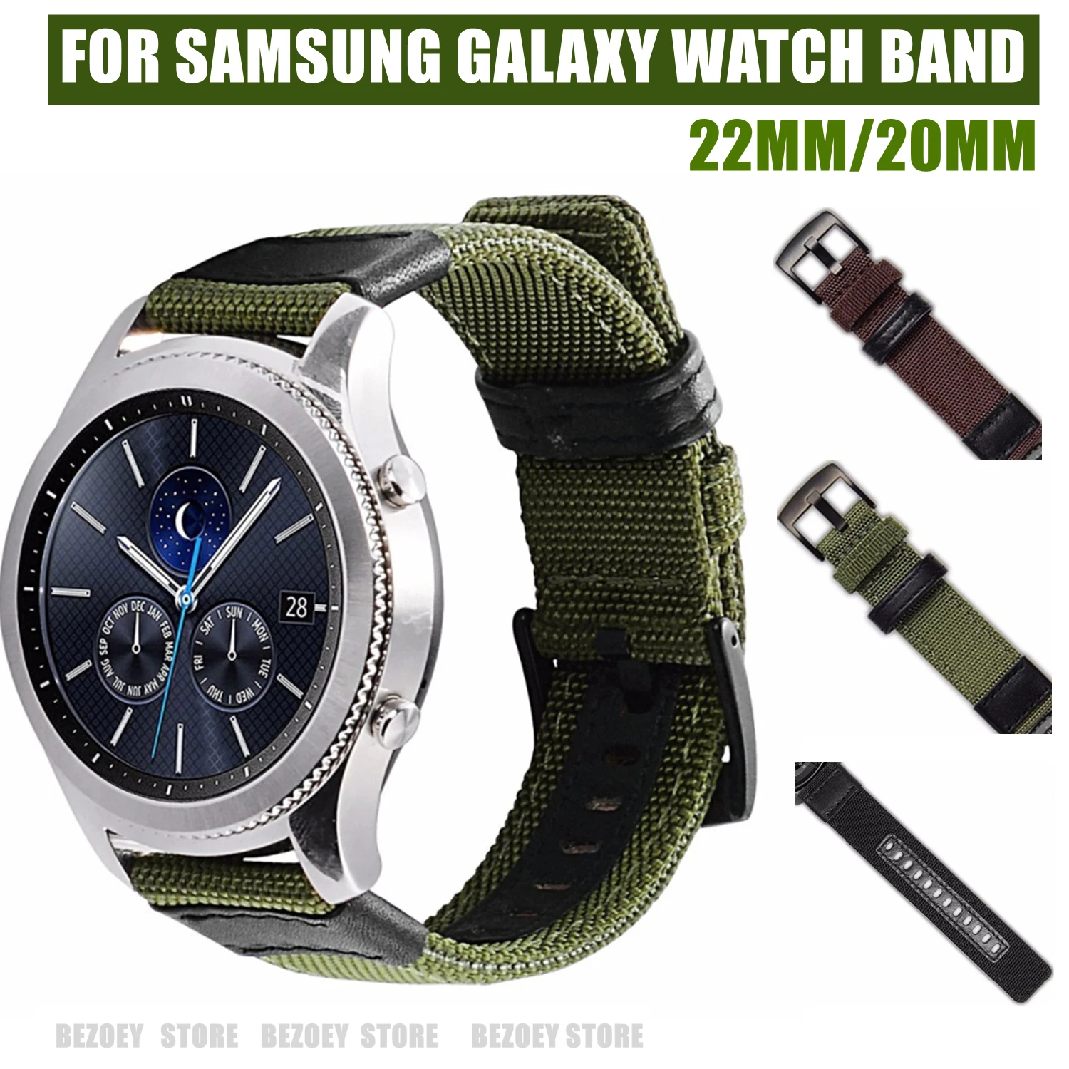 22mm 20mm Strap Nylon Fabric for Samsung Galaxy Watch 3 46mm Active2 Gear S3 Replacement Band Amazfit HUAWEI GT2 Soprt | Наручные часы
