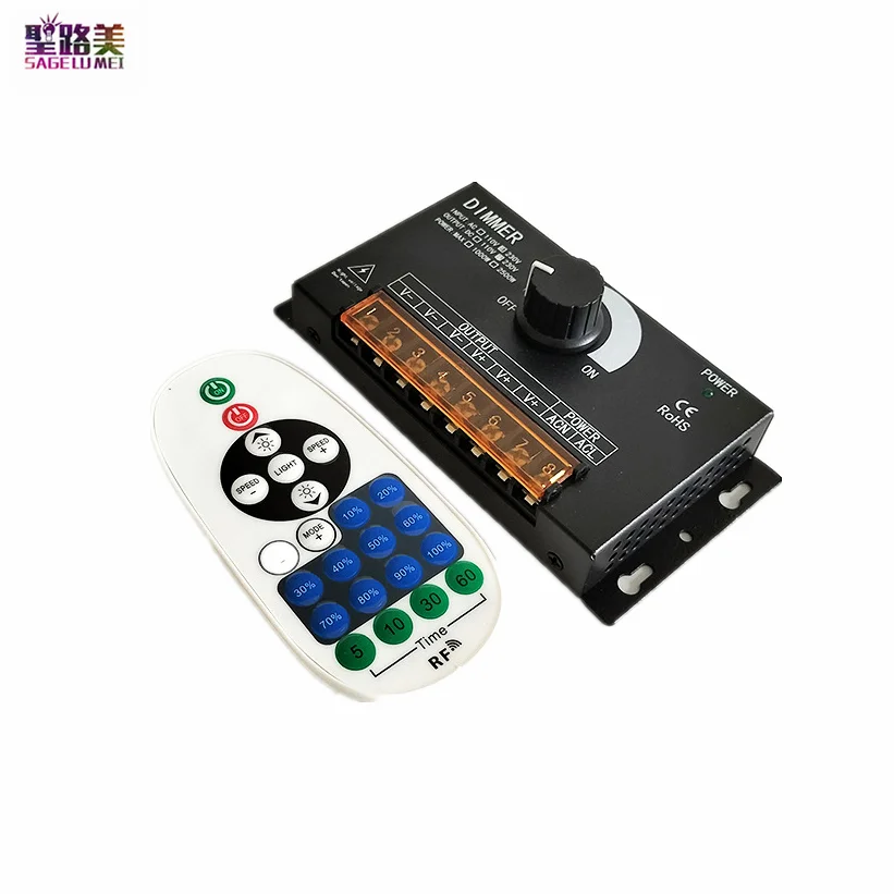 AC110V 1000W or AC220V 2500W High Voltage LED Dimmer With Remote Knob Controller For SMD 5050 2835 3528 Single Color Strip Light air conditioner remote control for gree ybof controller for gree yb1fa yb1f2 ybof2 remote control controller high quality