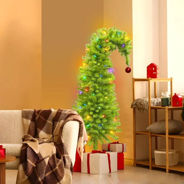 90CM Crooked Head Artificial Christmas Tree Christmas Tree Christmas Party Family Decoration PVC Material Green Crooked Neck 2