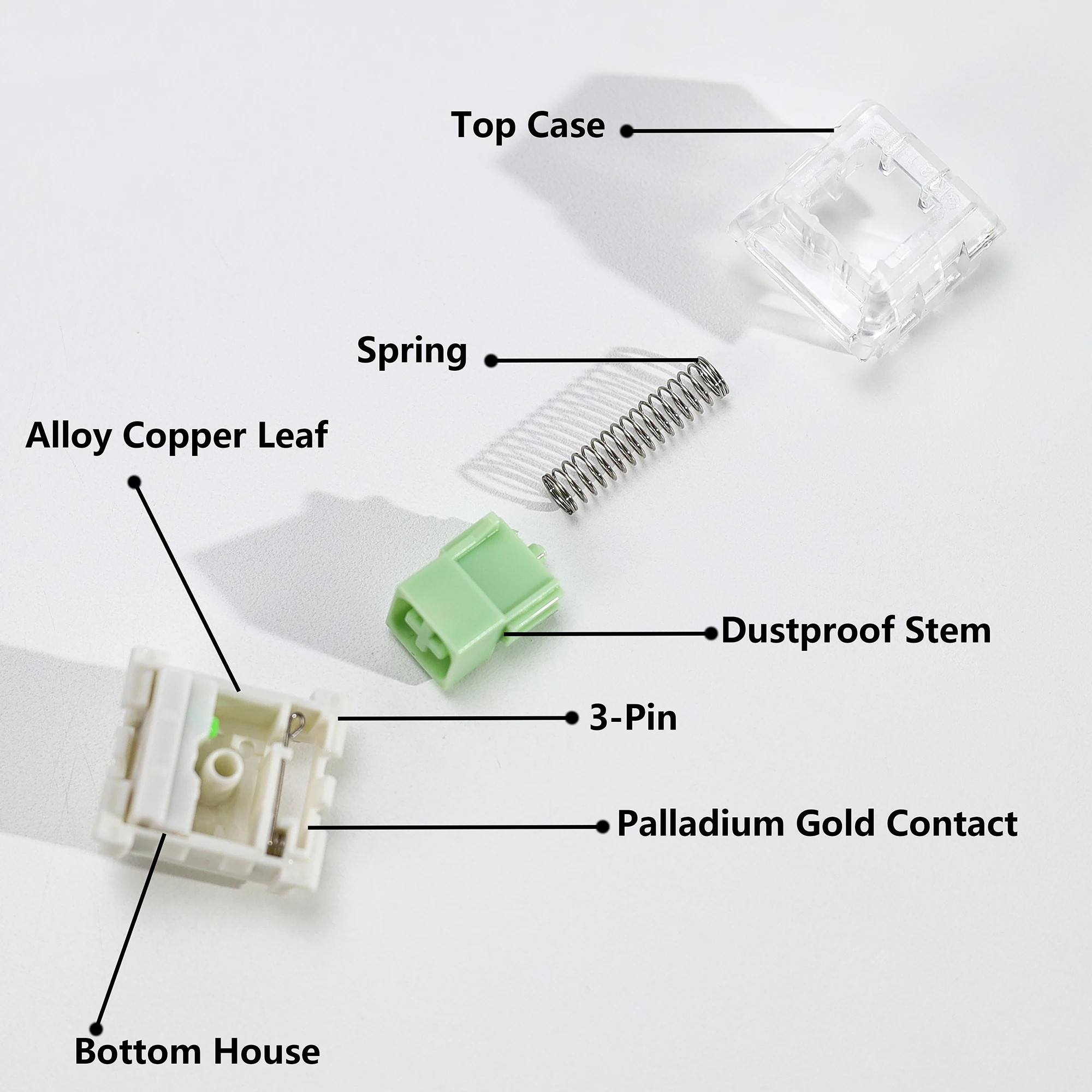 Kailh Box Jade 스위치 3핀 50gf Clicky Tactile MX 스위치 RGB SMD 사전 윤활 처리된 맞춤형 게임용 기계식 키보드 키트 스위치