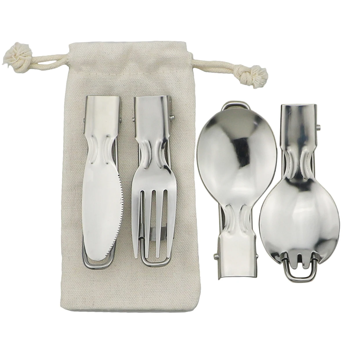 Portable Folding Dinnerware Set Fork Spoon Knives Spork Cutlery Set