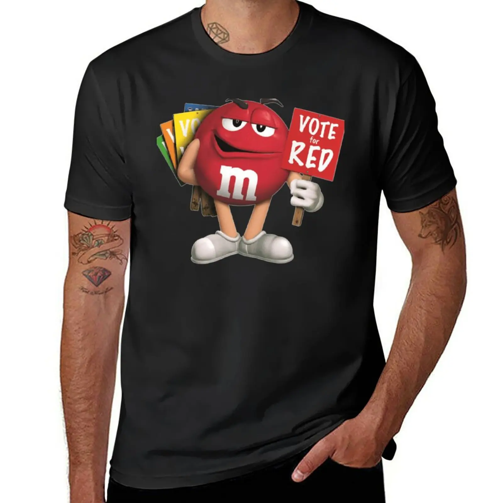 

New M_amp_M’s red vote for red T-Shirt heavyweight t shirts Aesthetic clothing mens graphic t-shirts