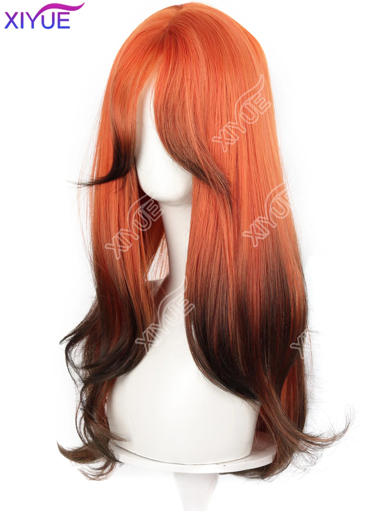XIYUE Gradient Wig Women's Medium length Orange Gradient Black Wig Natural Appearance Synthetic Wig Daily Party Halloween