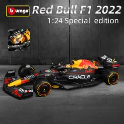 Bburago 1:24 Large Size 2022 F1 Winner Red Bull RB18 Special Edition Helmet Livery Racing Formula Car Diecast Alloy Model