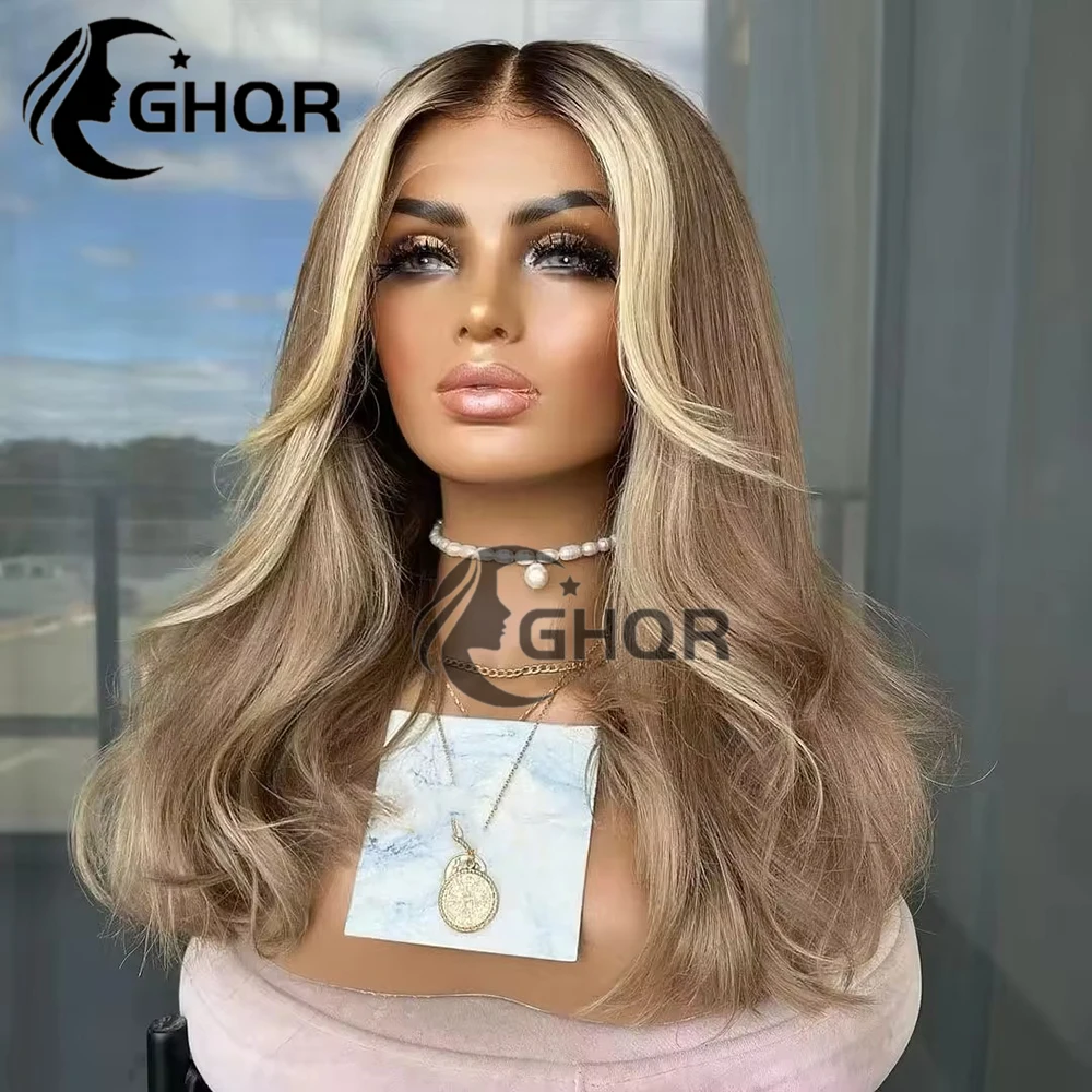 13x4 13x6 Highlight Transparent Lace Frontal Wigs Human Hair Pre Plucked Blonde Wig Human Hair Brazilian Remy Hair Glueless natu