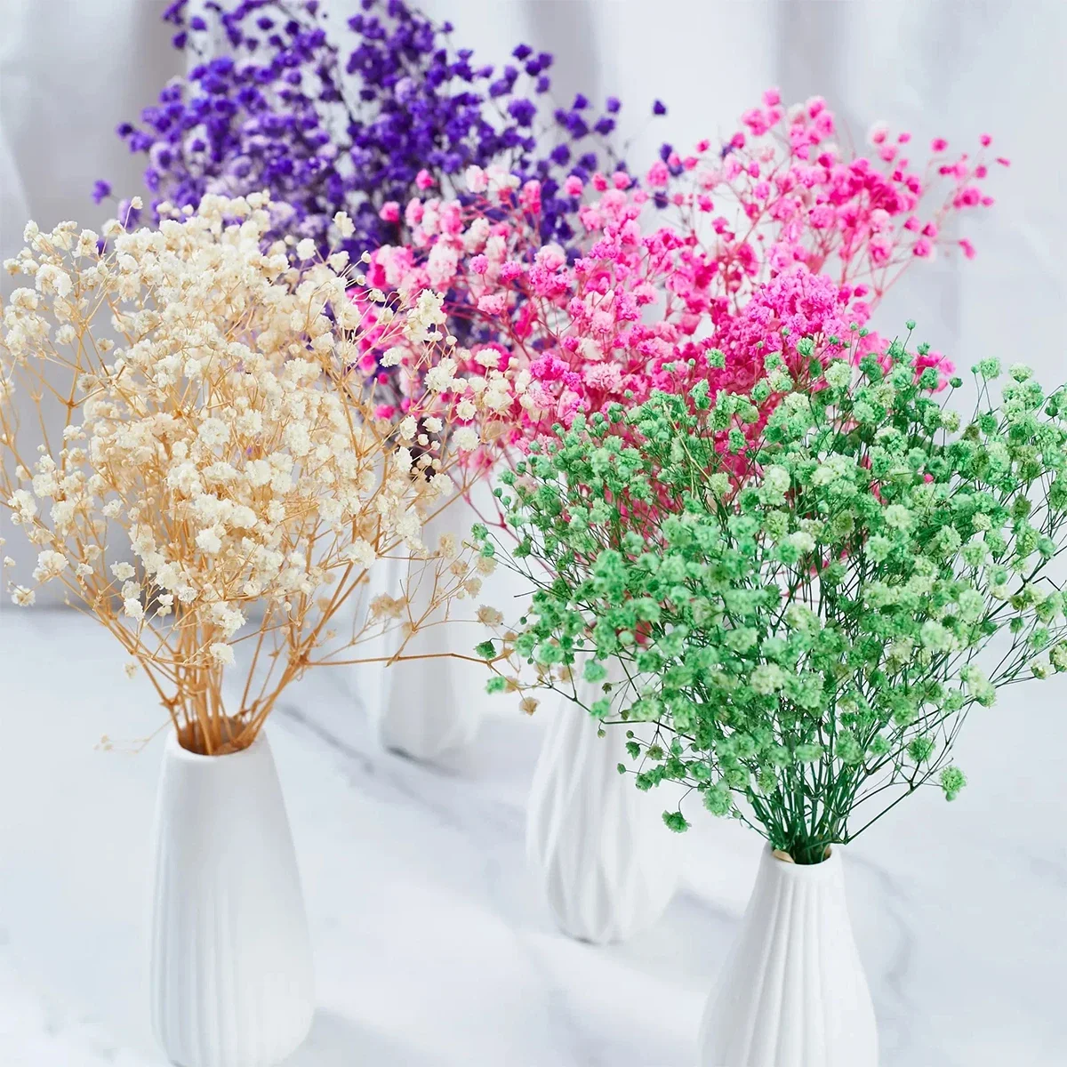 Fleurs Séchées Souffle De Bébé Naturelles - Bouquet En Vrac Blanc, Pour Décoration, Mariage, Vase