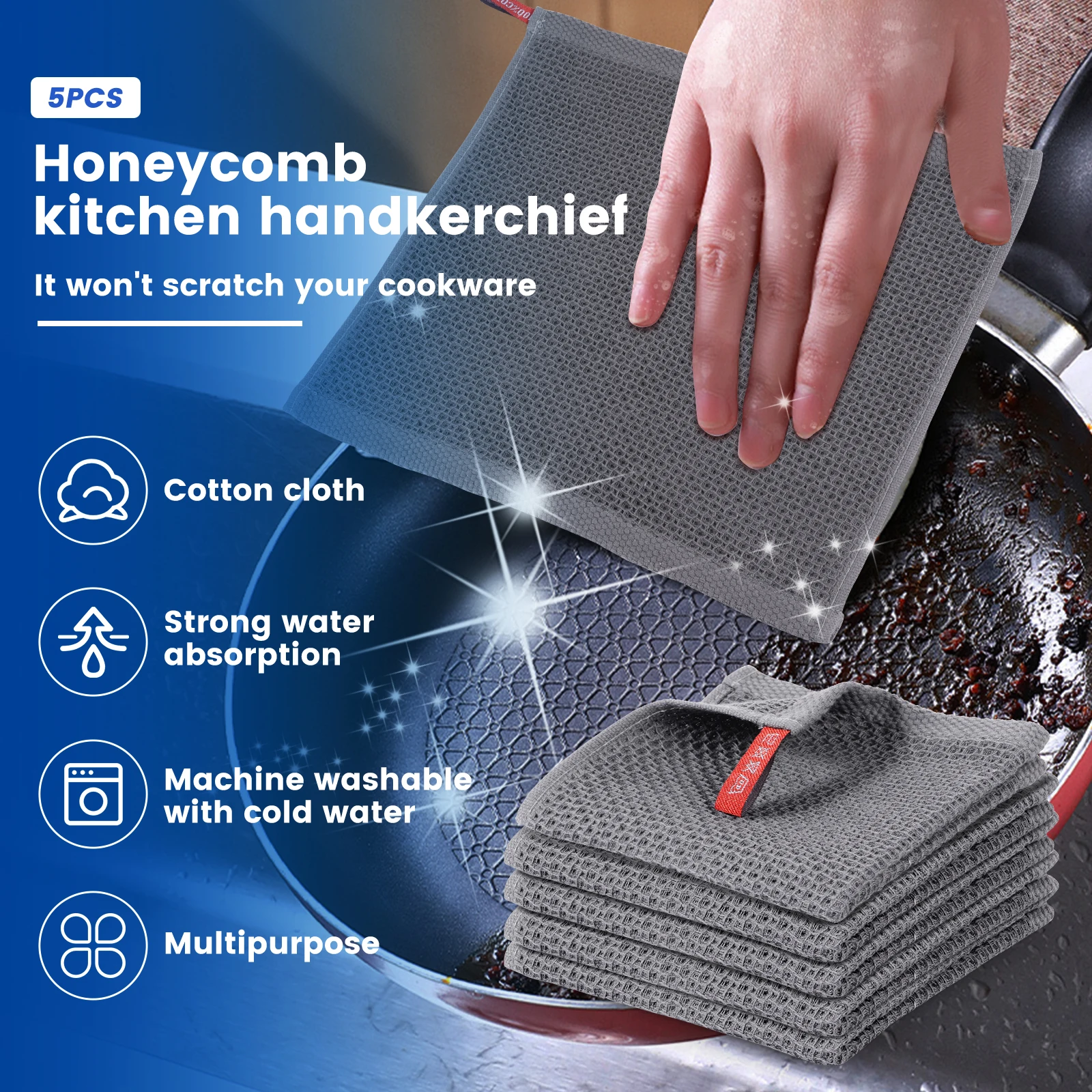 Cotton Kitchen Dish Towels Absorbent Quick Drying