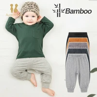 Austin&Bella Spring Autumn Baby Pants Bamboo Fiber Baby Boys Girls Solid Color Loose Long Trousers Toddler Clothes Newborn Pants 1