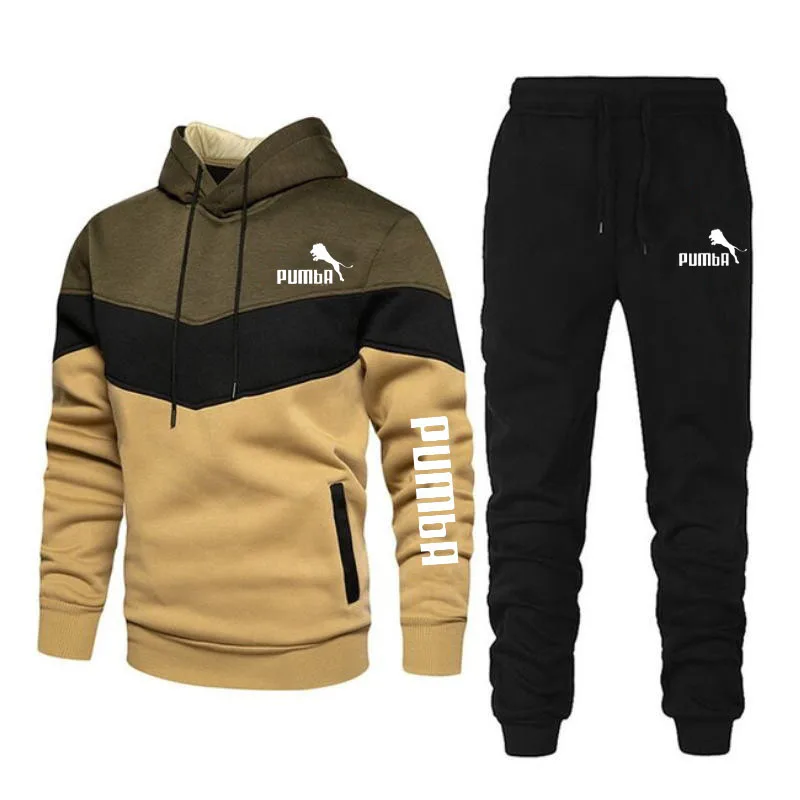 New Men's Autumn Winter Sets Zipper Hoodie+Pants Pieces Casual