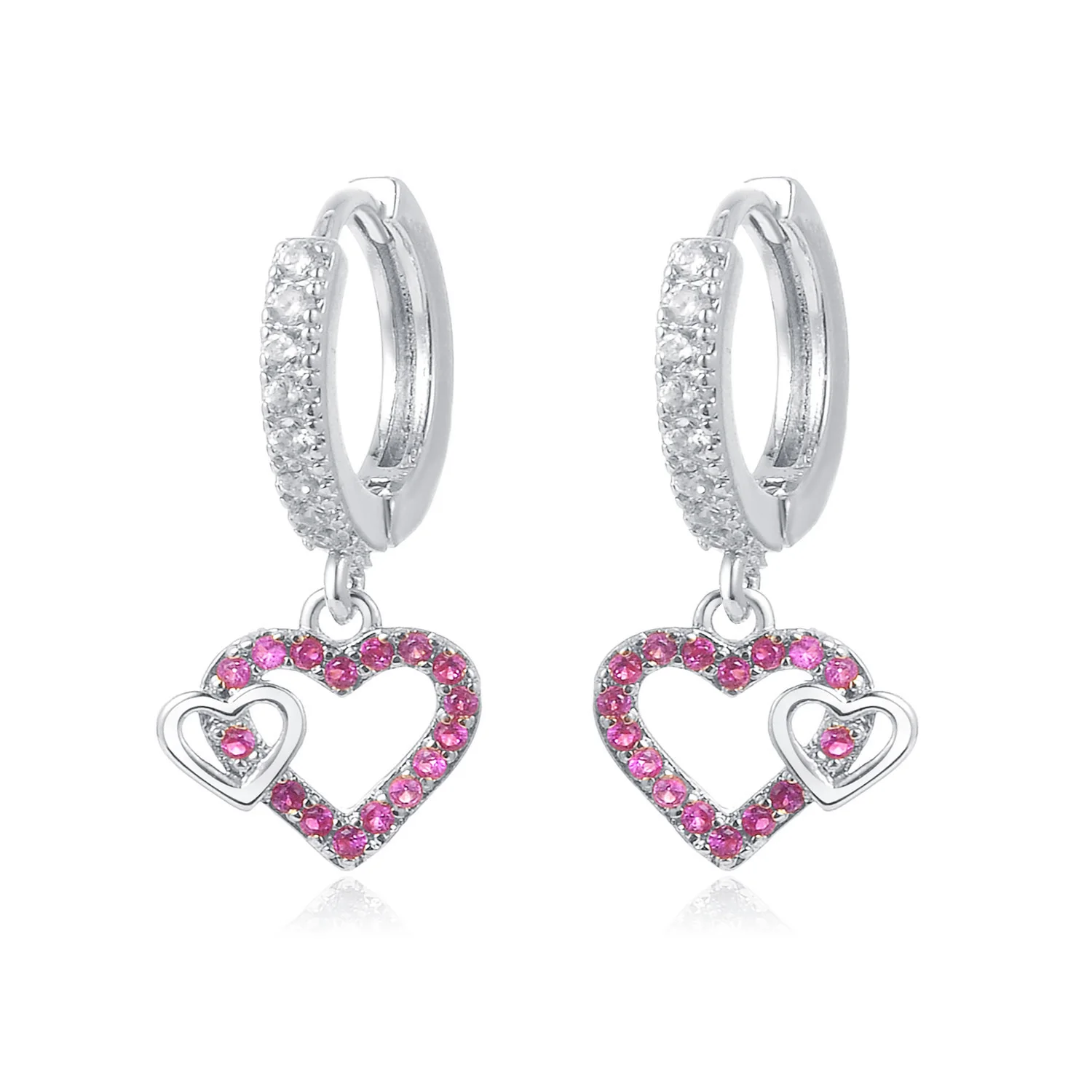 Trendy Luxury Sparkling Cubic Zirconia Girl Baby Heart Earrings Korean New Simple Geometry Female Jewelry