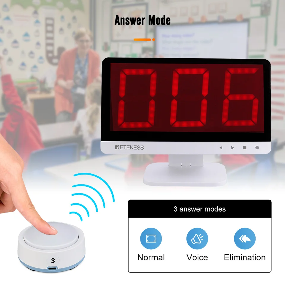 Retekess-answer Game Buzzer System Tm101 Modos Cores Sala de Competição Game Show Jogos Familiares Buzzer Show - Imagem 3
