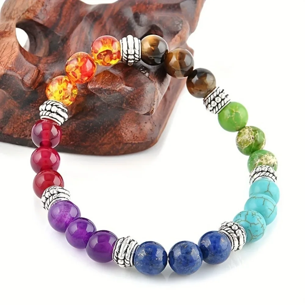 7 Chakra Gemstone Beads Necklace & Bracelet Set - Vibrant Yoga Balancing for Women Jewelry