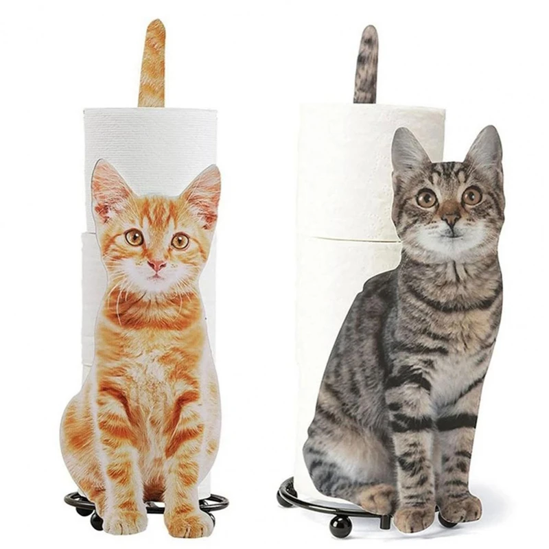

Tissue Holder Cat Shape Ornamental Iron Toilet Paper Roll Stand Storage Rack Towel Dispenser Housewarming Gift Corrosion Proof
