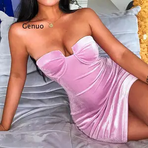 Sexy Winter Strapless Dress Tube Top  Dress Spaghetti Strap Slit Dress Bodycon bandage Dress Wedding Party Backless Dress