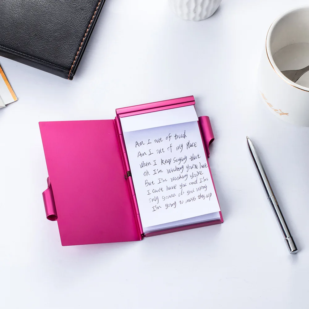 ClamshellNotebookMetalMemoPadsPocketNotebooksNotepadWithPen