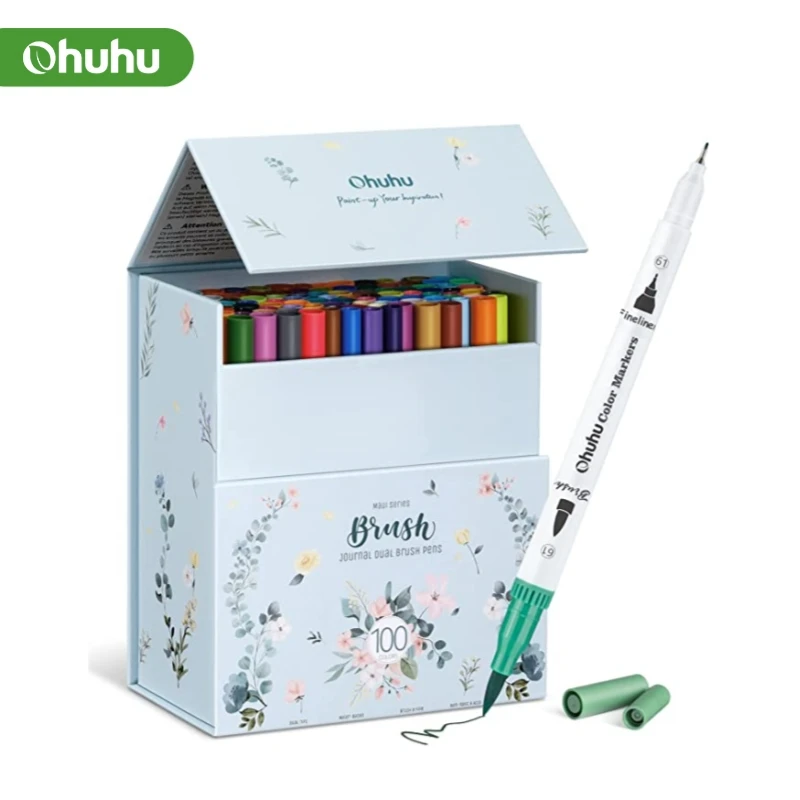 Ohuhu 100 Colors Dual Tips Alcohol Art Markers, Fine & Chisel