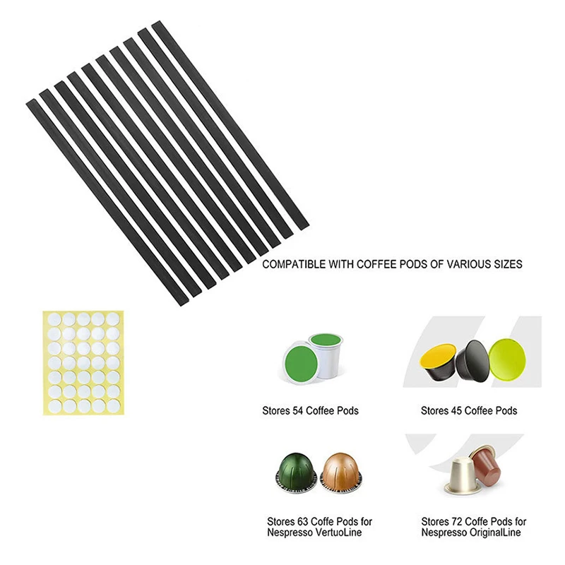 Description Picture 3 of itemCoffee Pod Capsule Holder 6 Pack Coffee Pod Counter Storage Strips Saving Space Compatible With K Cup Pods,Nespresso Pods