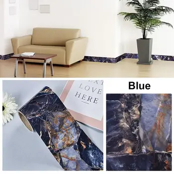 10 M/ม้วนตกแต่งบ้าน Windowsill เอว Line วอลล์เปเปอร์กรอบประตู Marble Grain Wall Border สติกเกอร์ PVC Self - กาว Waveguide Line 12