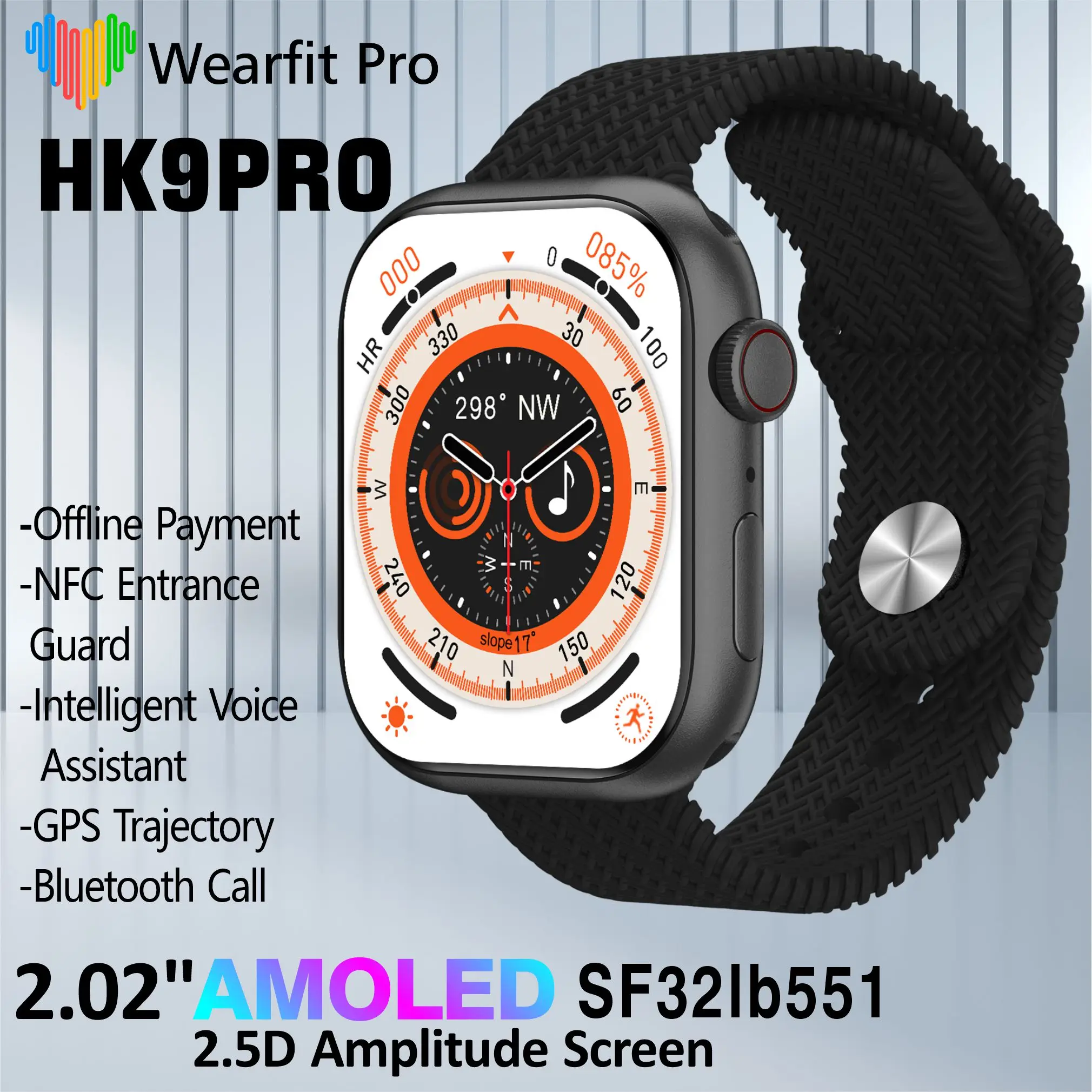 2023 New HK9 Pro Smart Watch Series 8 2.02 Inch Amoled Screen Compass NFC  Bluetooth Call Smartwatch Men Woman For Android IOS - AliExpress