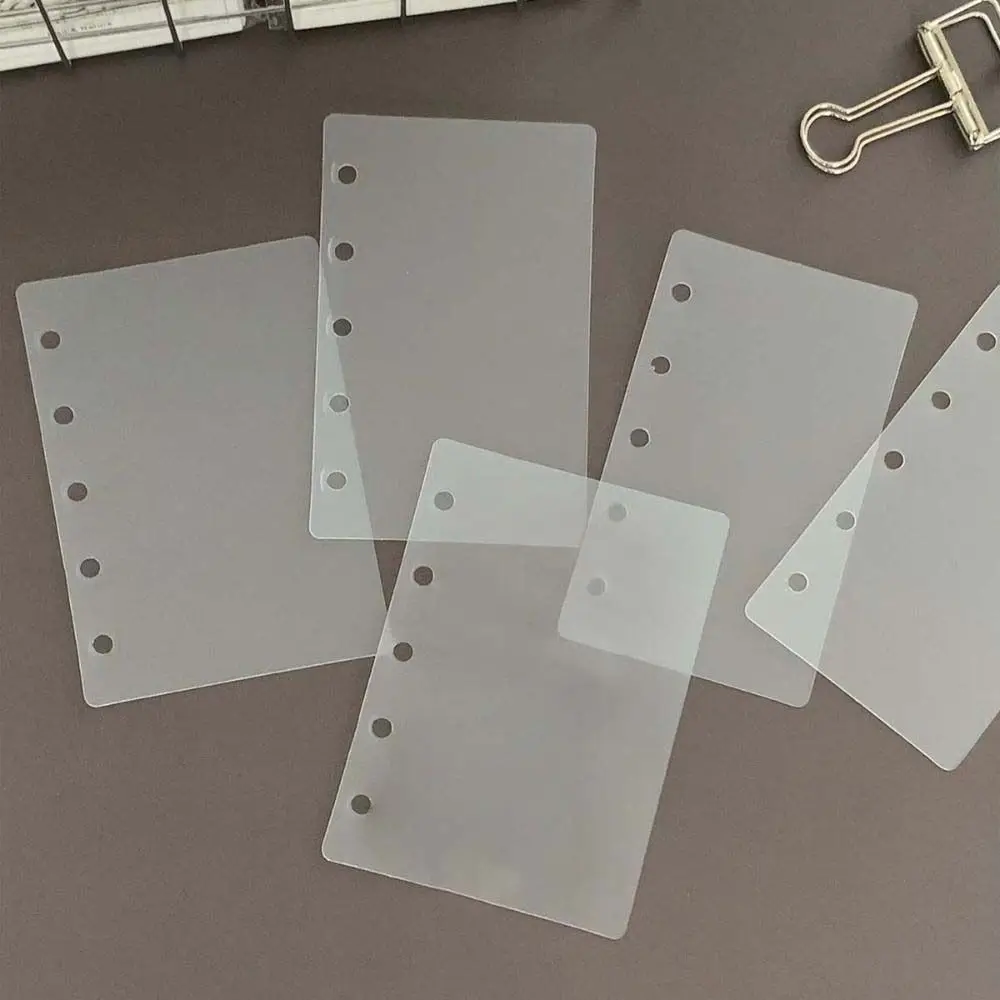 10pcs 투명 루즈리프 노트 리필 용지 M5 A8 5홀 스파이럴 바인더 디바이더 페이지 분리기 스파이럴 바인더 폴더 클리어