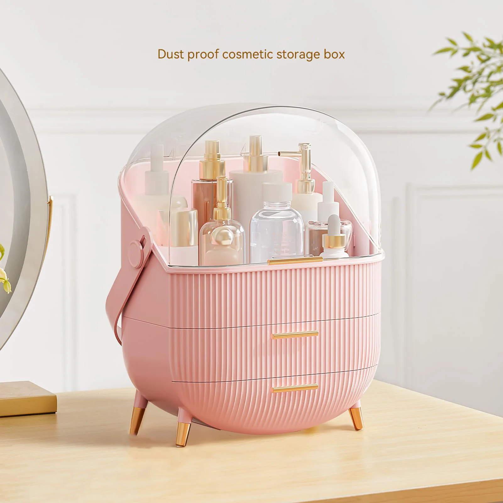 Makeup Storage Organizer with Lid Waterproof Cosmetics Skincare