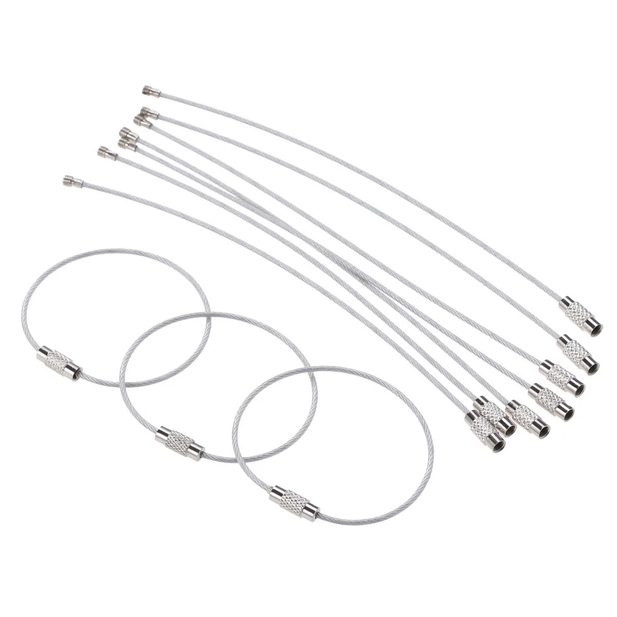

25pcs Wire Keychain Cable Stainless Steel Key Ring Loop for Outdoor Hiking Luggage ( 2mm Silver )