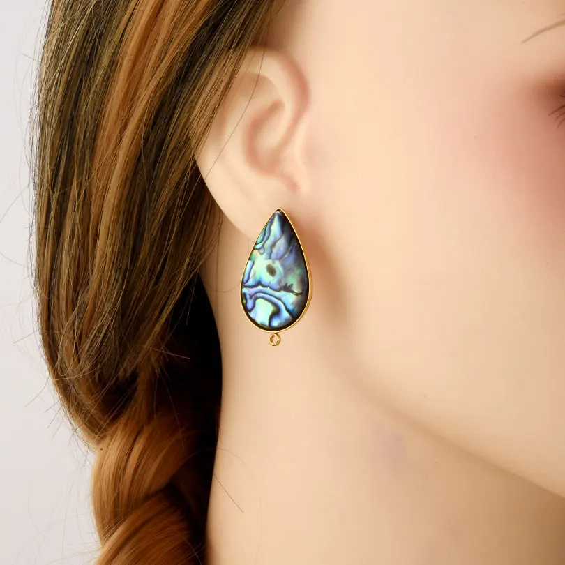 Boho Golden Teardrop Rectangle Round Abalone Shells Stainless Steel Earrings Large Square Peacock Dangle Drop Earrings Jewelry 5