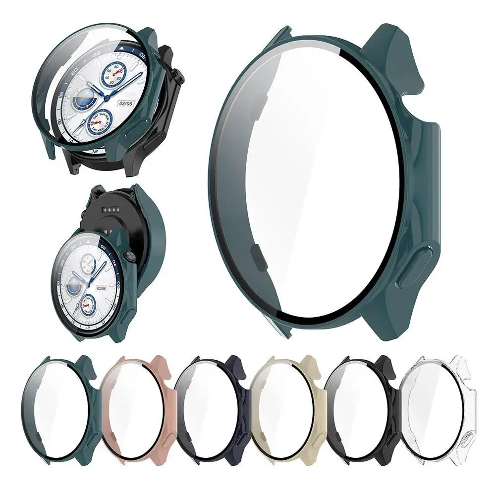 

For Oneplus Watch 2 Integrated Protective Case With Film Screen Protector PC Case+Tempered Glass Protective Cover Anti-scratch