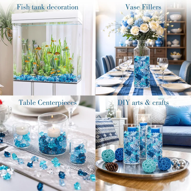 100pcs 11x14mm Crystals Plastic Gems Home Vase Decoration Multi colorful Diamond Ice Rocks Stones DIY Jewelry Toys Party Crafts