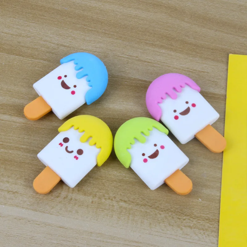 1pcs Creative Ice Cream Pencil Rubber Eraser Student Learn Stationery for Children Kids Gift Ideas Kindergarten Supplies