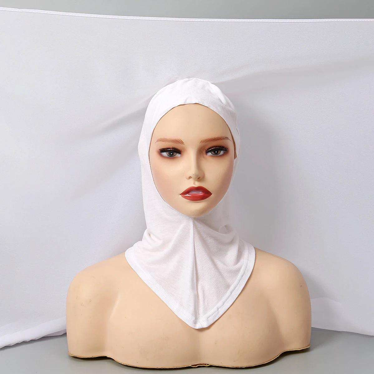 Muslimischer Instant-Chiffon-Hijab Ramadan Inneres Kopfband Damen-Kappe Bonnet Langer Schal mit Jersey-Unterkopftuch Nackenschutz Kopfbedeckung – Detail 7