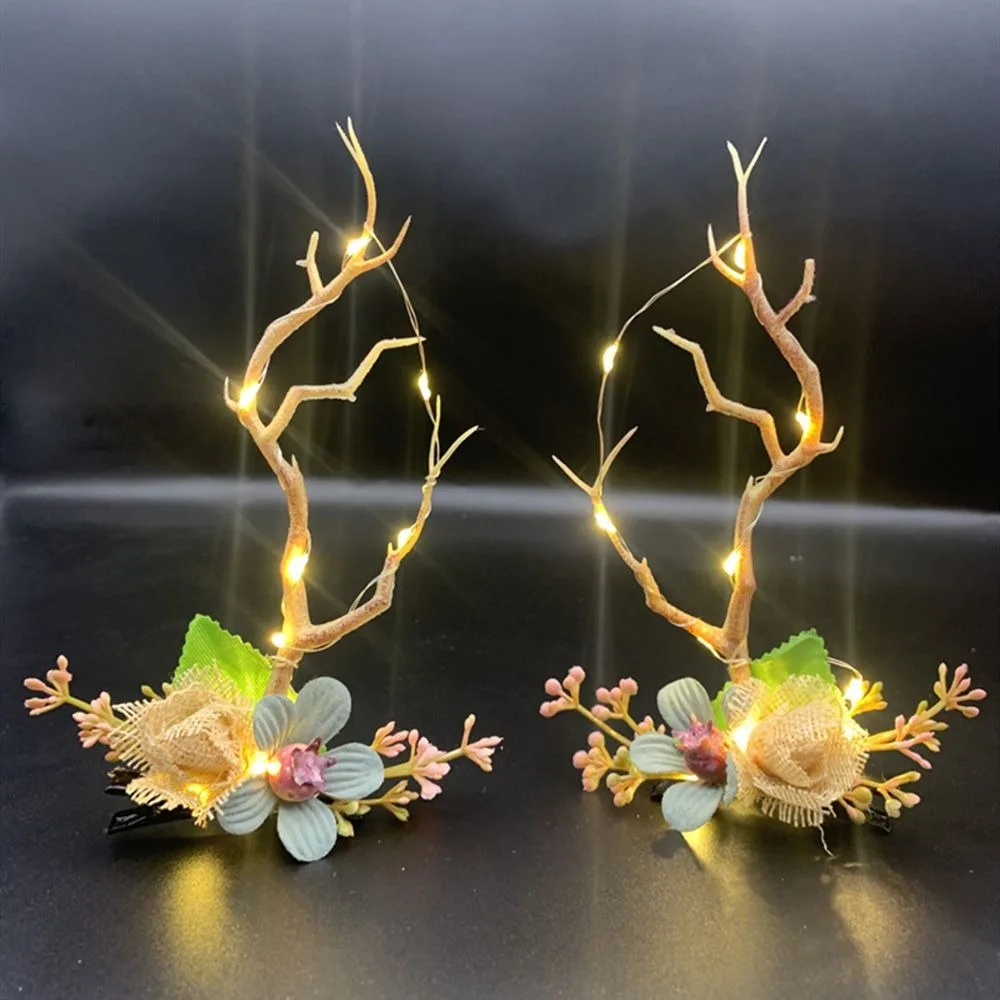 Flower Twig Branch Make Up Deer Horns Clip Per Capelli Da Donna Clip Per Capelli In Stile Coreano Accessori Per Capelli Christmas Antlers Hairpin