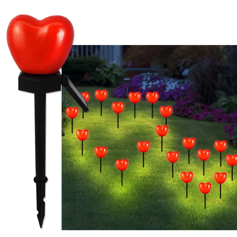 

Solar Red Heart-shaped Lights Outdoor Waterproof Romantic Decoration Garden Landscape Lamp For Valentines Day Yard Lawn Decor