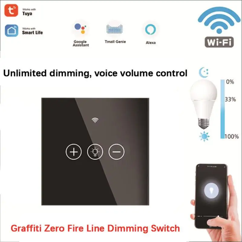 Eu Wifi Smart Glass Panel Wall Touch Switch Dimmer Switch By Smart Life Tuya App Telecomando Per Amazon Alexa Google Home