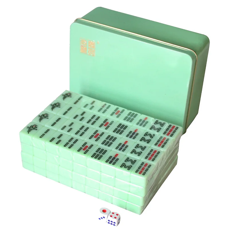 

Mini Portable 20mm Mahjong High Quality 144pcs Mahjong Tiles Chinese Travel Funny Family Table Game Iron Box Mahjong